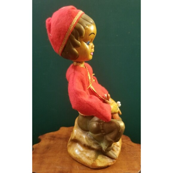 Vintage Tilso Golden Fantasy Pixie Christmas Elf Playing Harp 7.6"x4"x3" - Picture 4 of 6